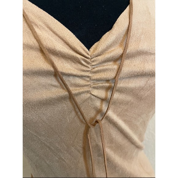 Vixen Vtg 90's Southwest Native American Faux Suede Feather Sleeveless Top Sz M - Picture 4 of 11